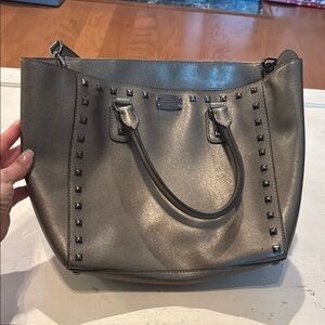 Studded Metallic Tote Bag
